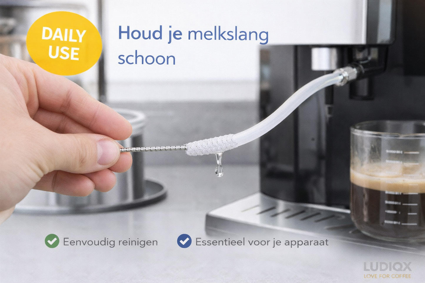 Reinigingsborstels voor koffie-uitloop en melkslang - koffiemachine en espressomachine